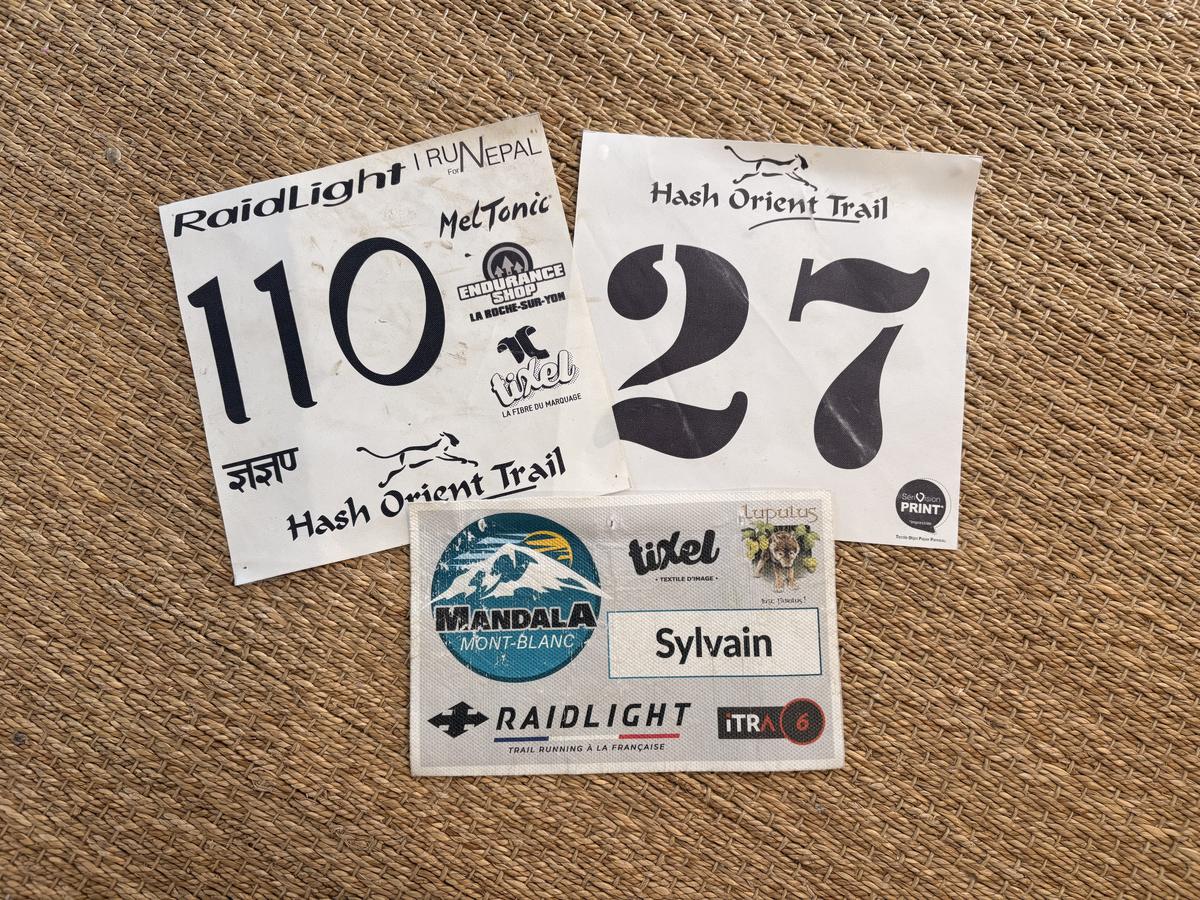 Les dossards du Hash Orient Trail et du Mandala du Mont-Blanc