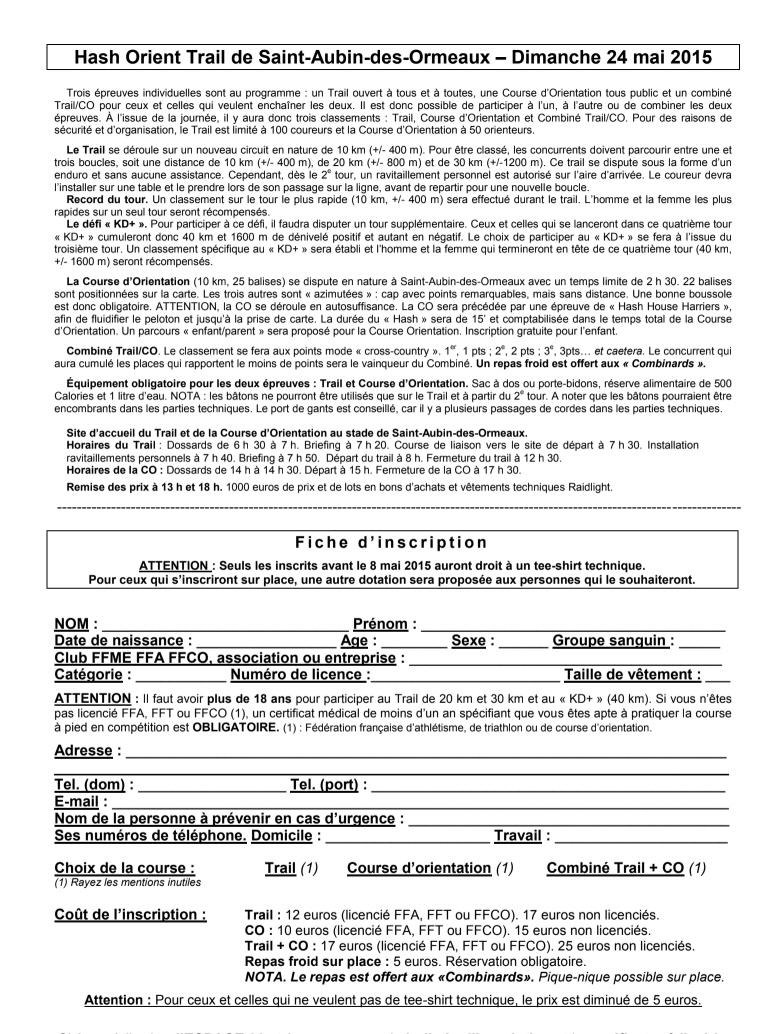 Bulletin d'inscription du Hash Orient Trail 2015