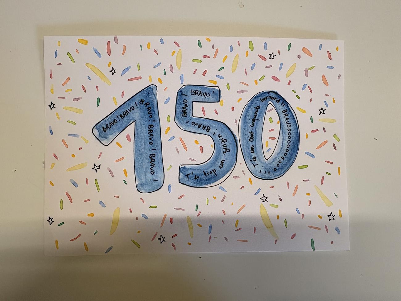 La carte d'encouragement des collègues de Jho